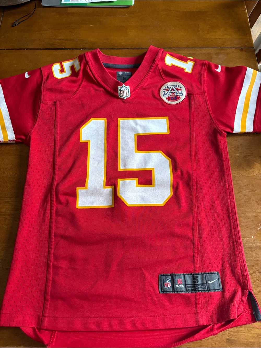NFL Kids Red #15 Kansas City Chiefs Jersey with White & Yellow Accents